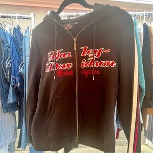 Harley-Davidson Black and Red Hoodie Women's Full Zip Size M